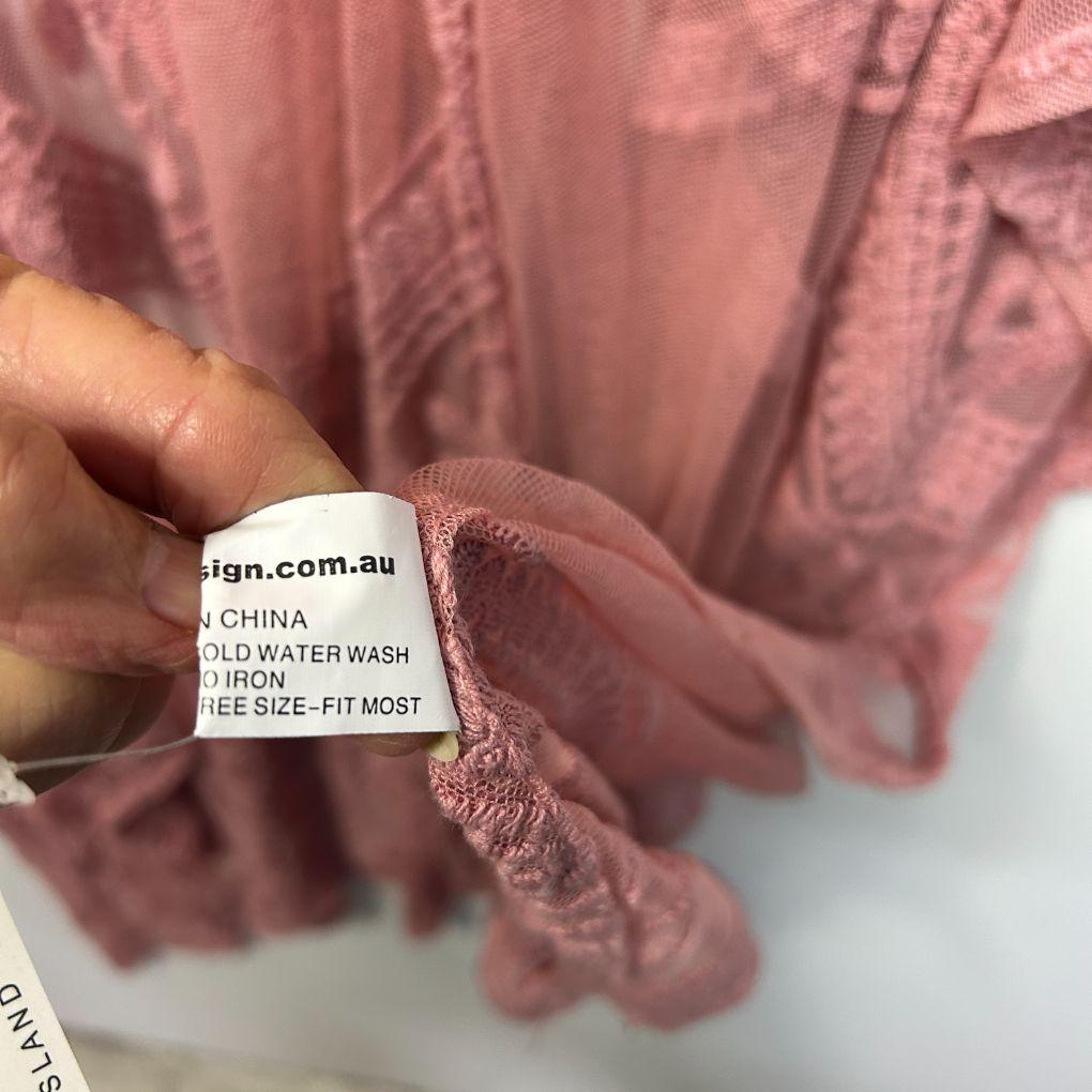 Boho Dusty Pink Lace Kaftan - One Size