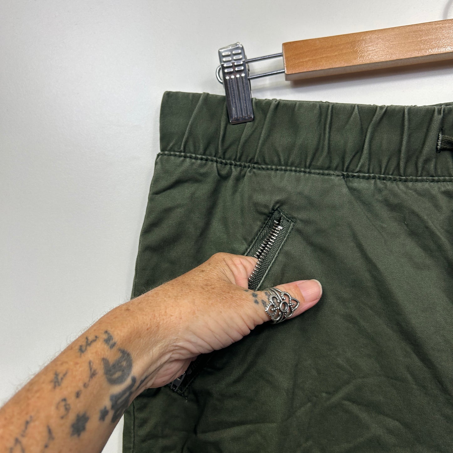 Cotton On The Cuff Chino Pants Size 14 Green Pockets