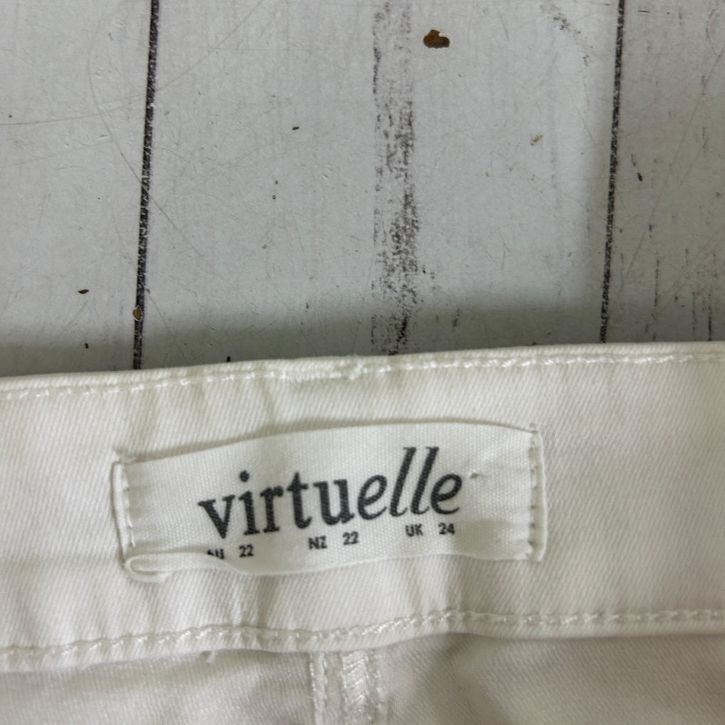 Virtuelle White Crop Denim Jeans - Size 22