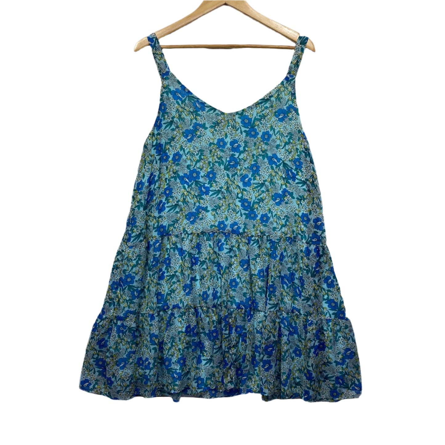 CCX City Chic Dress Size 14 Plus XS Sleeveless Short Length Floral Blue