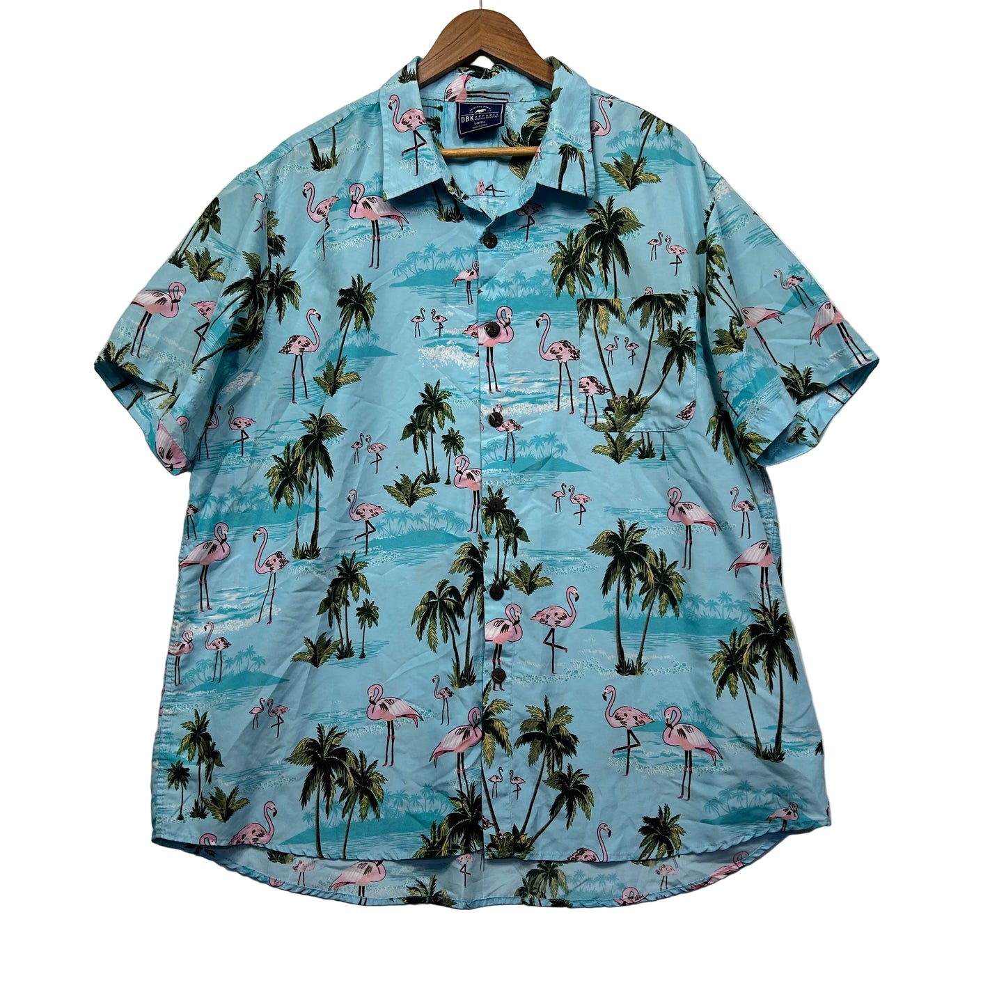 DBK Apparel Aqua Flamingo Print Mens Shirt - Size 5XL