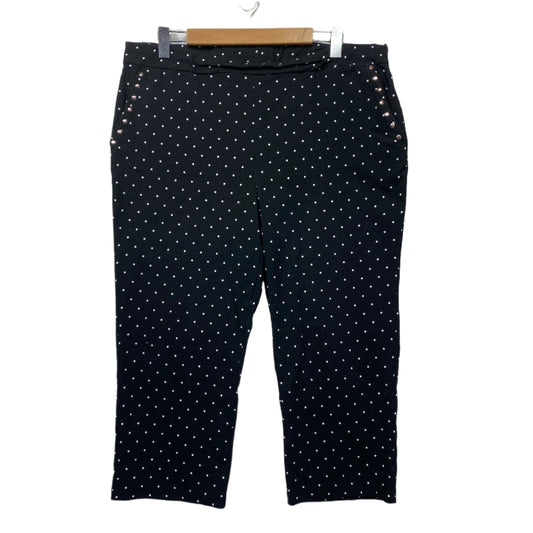 Rockmans Cropped Pants Size 18 Plus Pull On Black Polka Dots