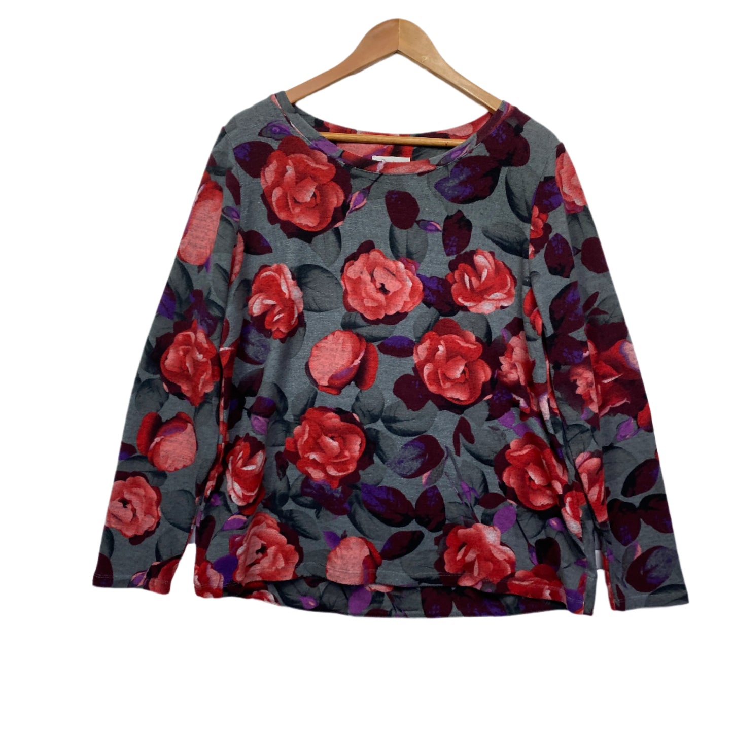 Capture Top Size 16 Long Sleeve Floral Knit Thick