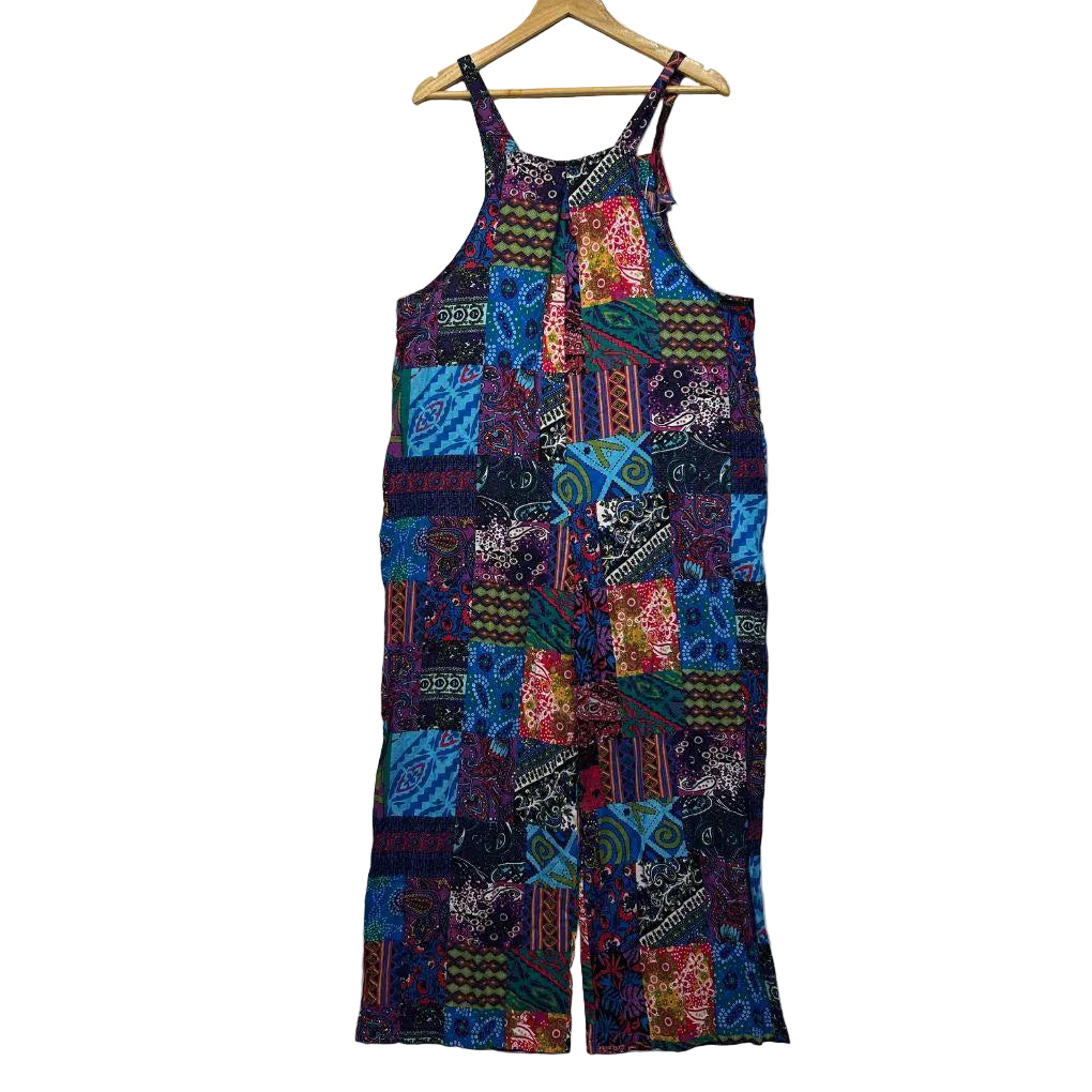 Patchwork Multicoloured Cotton Overall Jumpsuit - Size 5XL/20/22