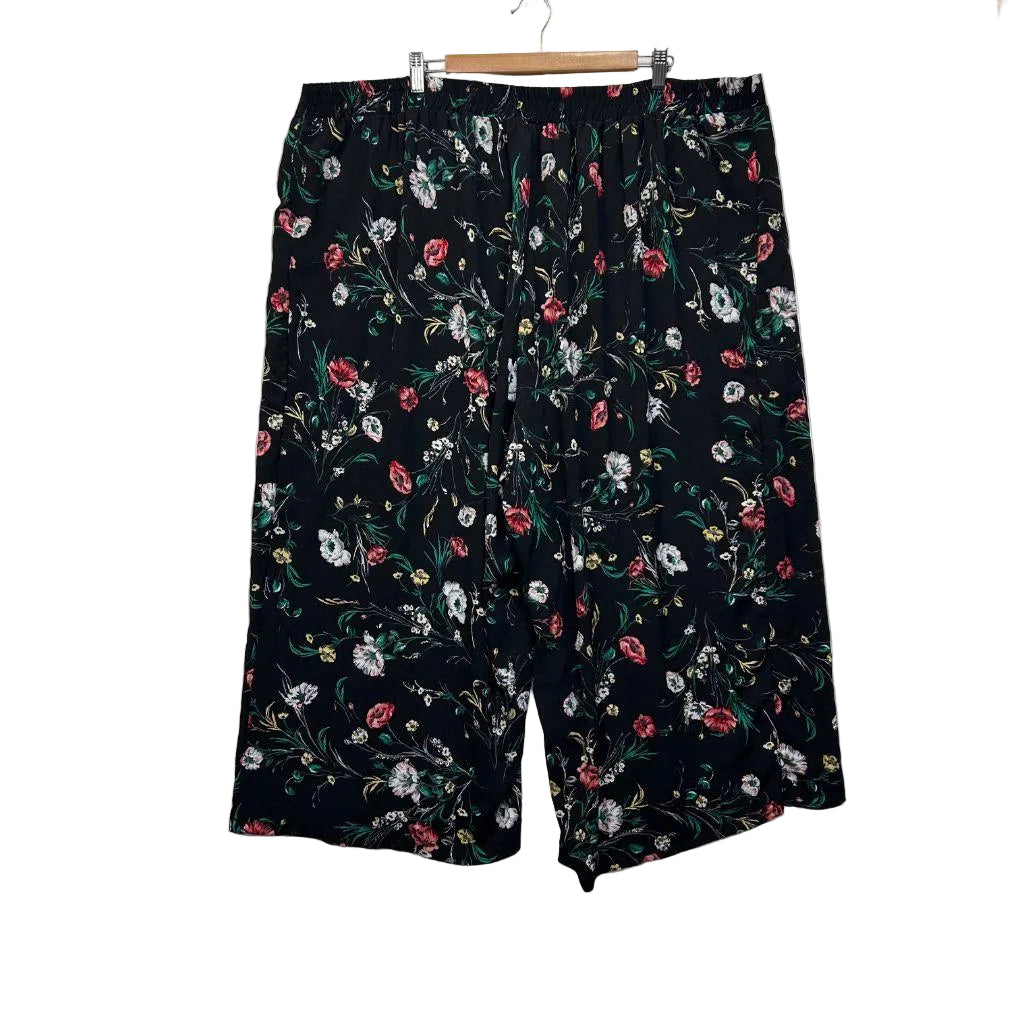 Autograph Black Floral Cropped Pants - Size 26