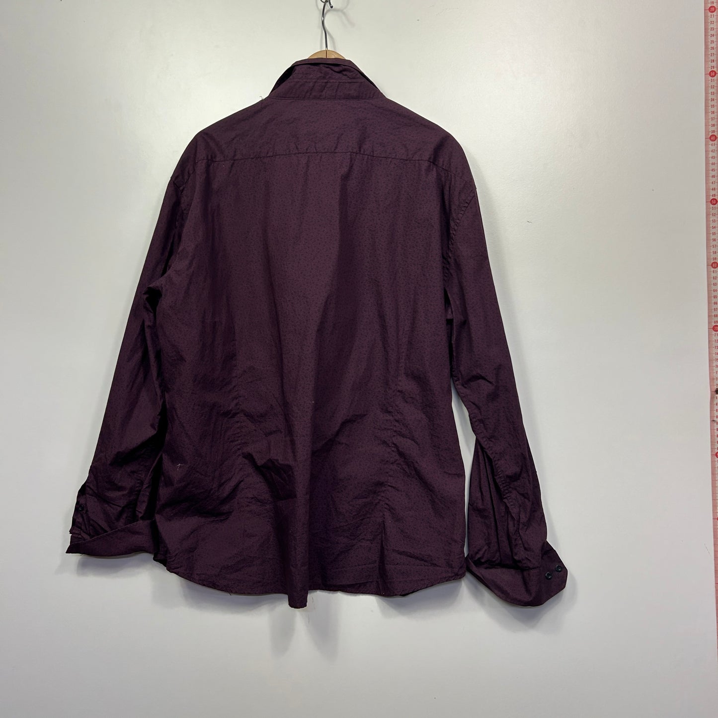 Connor Burgundy Long Sleeve Slim Fit Shirt - Size 3XL