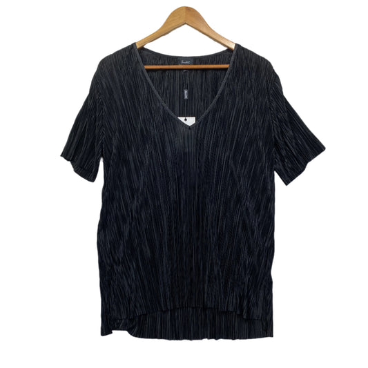 Bardot Top Size 14 Black Short Sleeve Pleated New