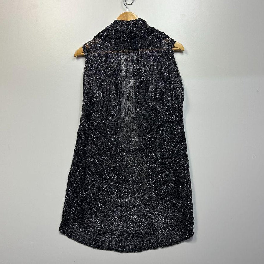 Taking Shape Black Metallic Vest Top - One Size