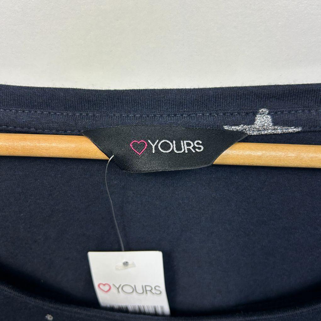 Yours Navy Stars Cotton Top - Size 30+