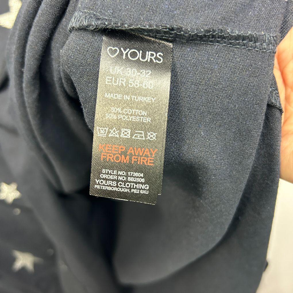 Yours Navy Stars Cotton Top - Size 30+