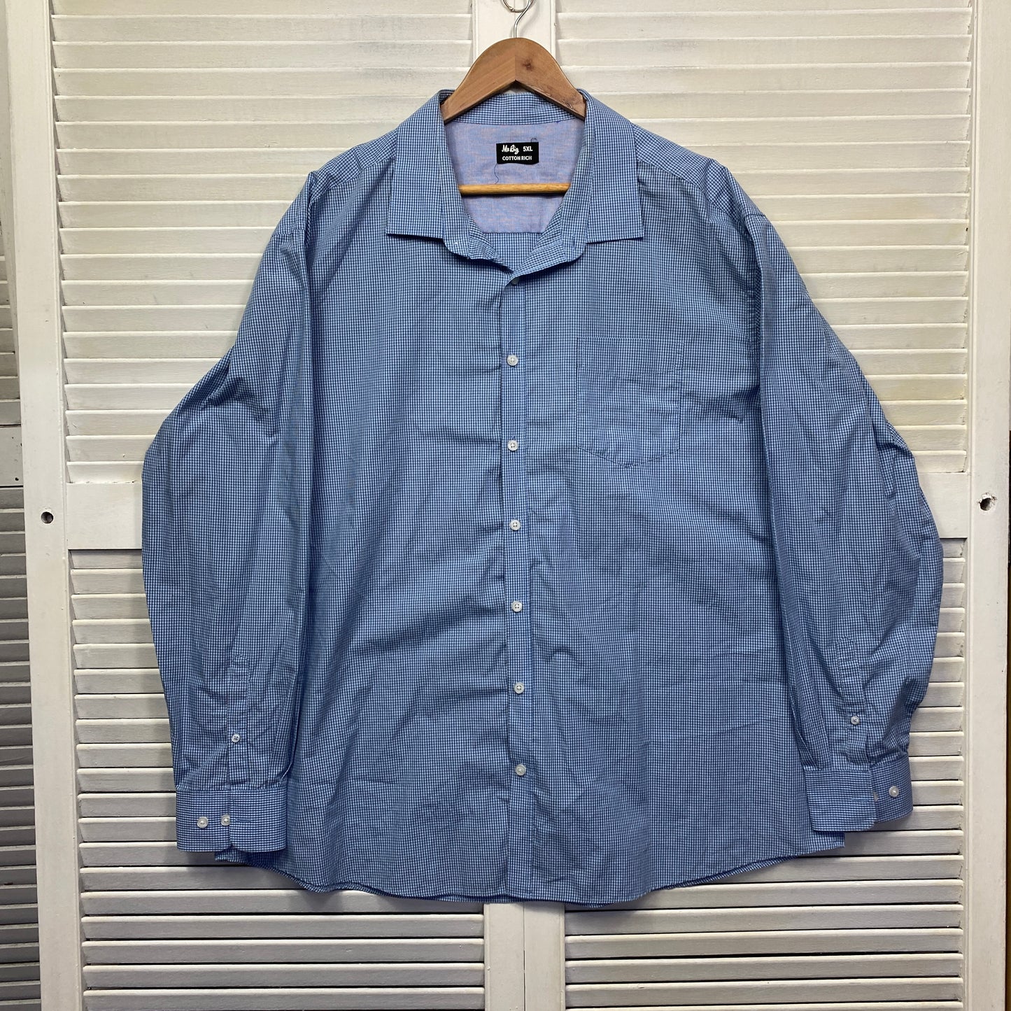 Mr Big Shirt Men Size 5XL Blue Long Sleeve Check