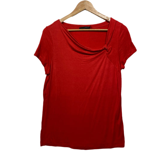 David Lawrence Top Size Large 12 14 Red Short Sleeve Viscose