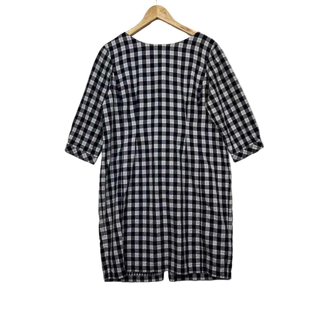 Sportscraft Black & White Gingham Check Shift Dress - Size 18