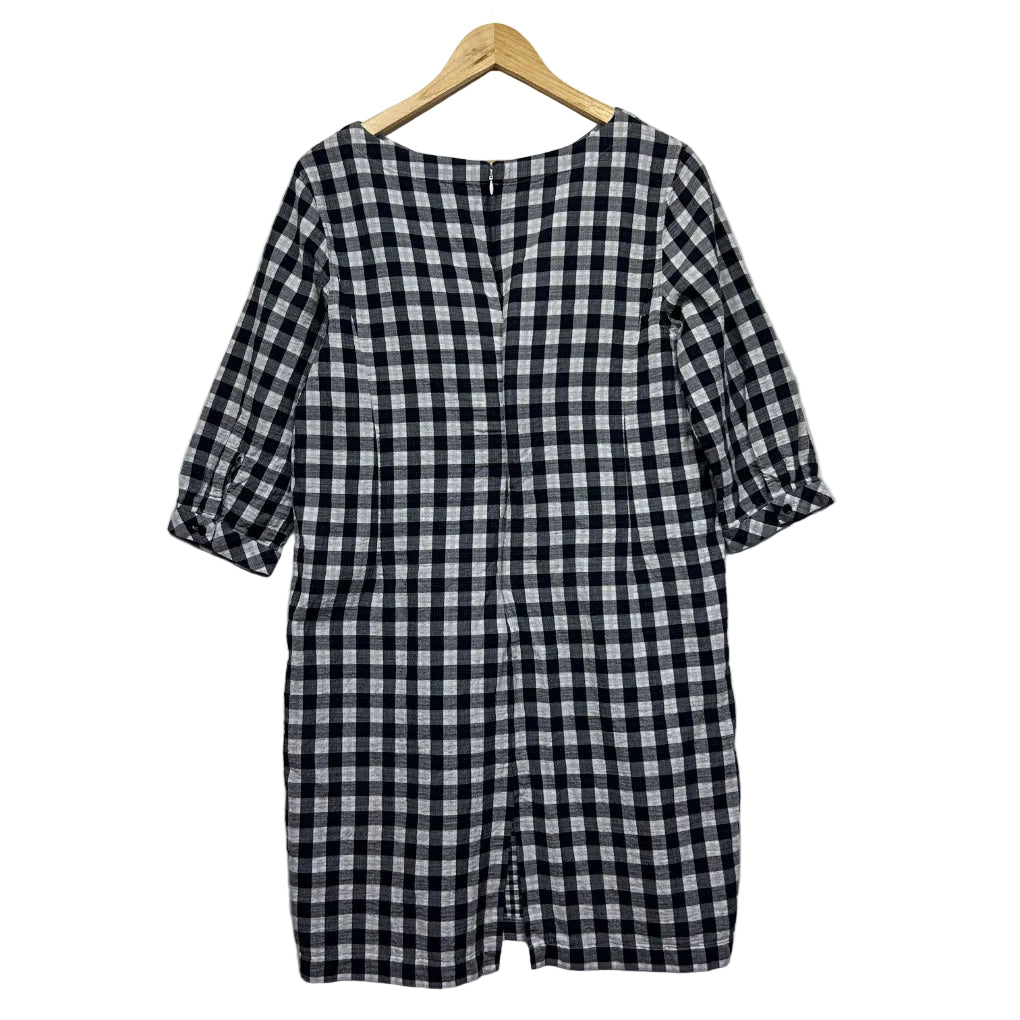 Sportscraft Black & White Gingham Check Shift Dress - Size 18