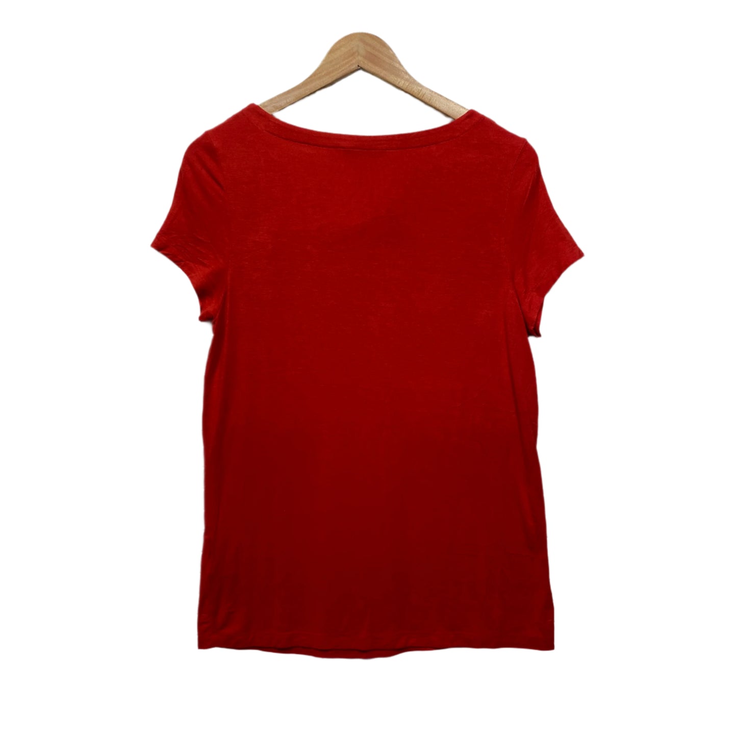 David Lawrence Top Size Large 12 14 Red Short Sleeve Viscose