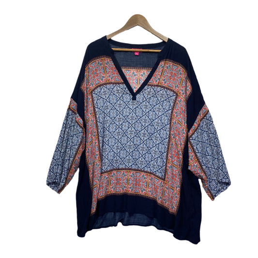 Emme Top Size 22 24 XL Plus Long Sleeve Rayon