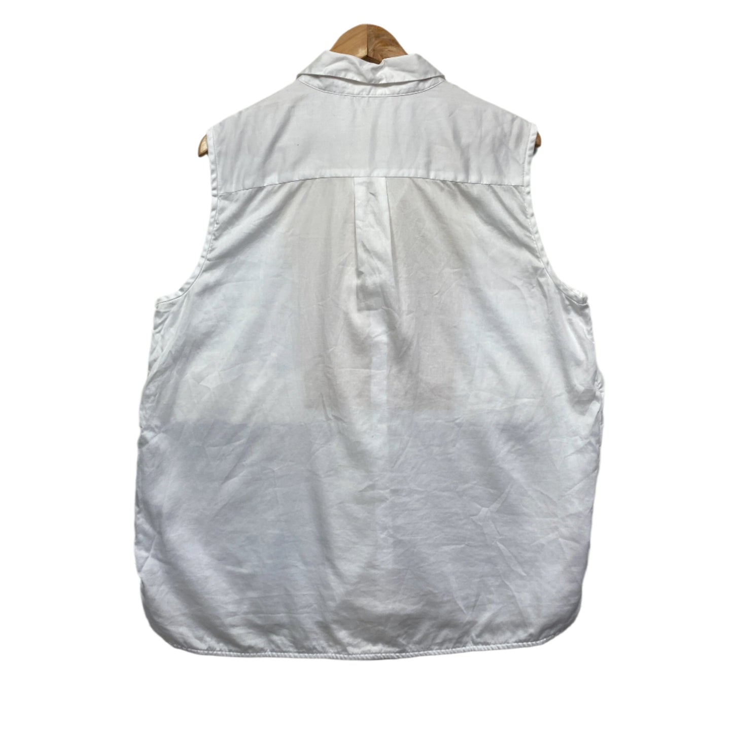 Trenery Top Size 16 XL Button Up White Sleeveless 100% Cotton