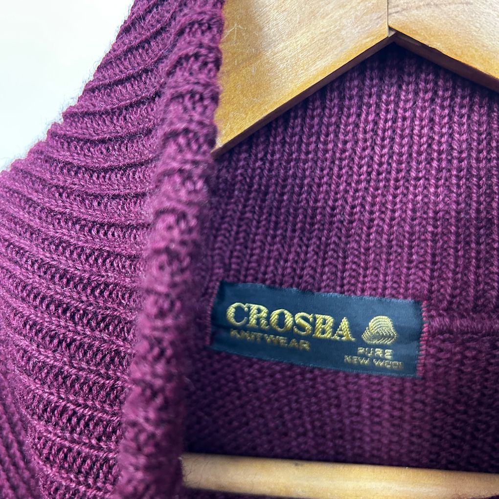 Crosba Burgundy Turtleneck Wool Jumper - Size 12/14?