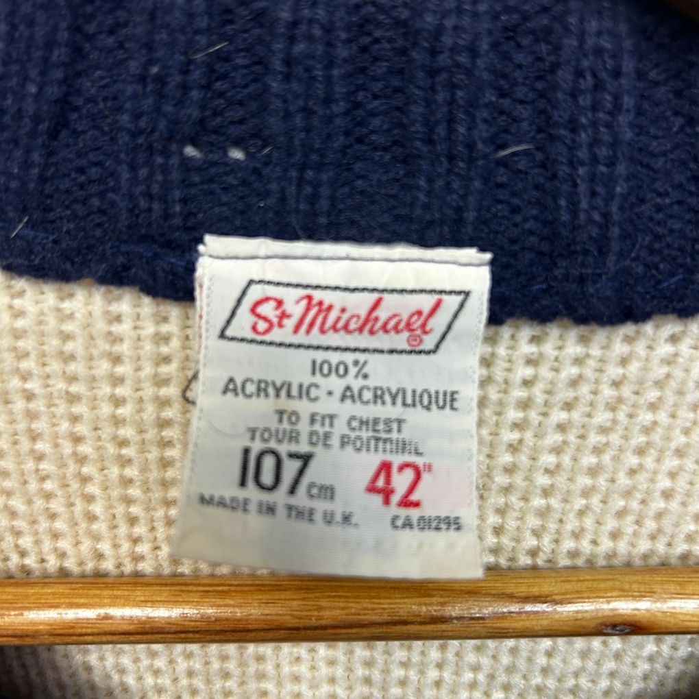 Vintage St Michael Nordic Fair Isle  Zip Knit Jumper Cardigan Mens L / Womens 16/18