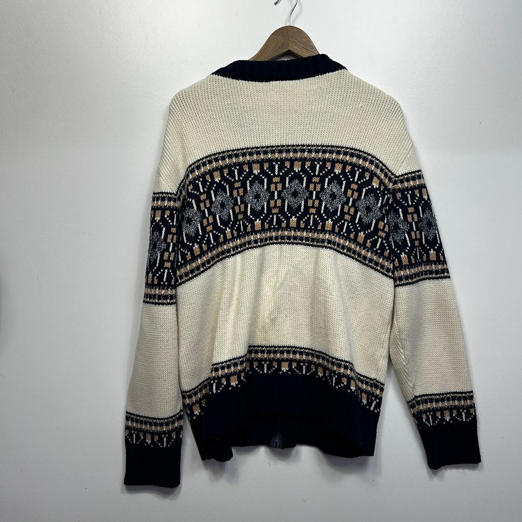Vintage St Michael Nordic Fair Isle  Zip Knit Jumper Cardigan Mens L / Womens 16/18