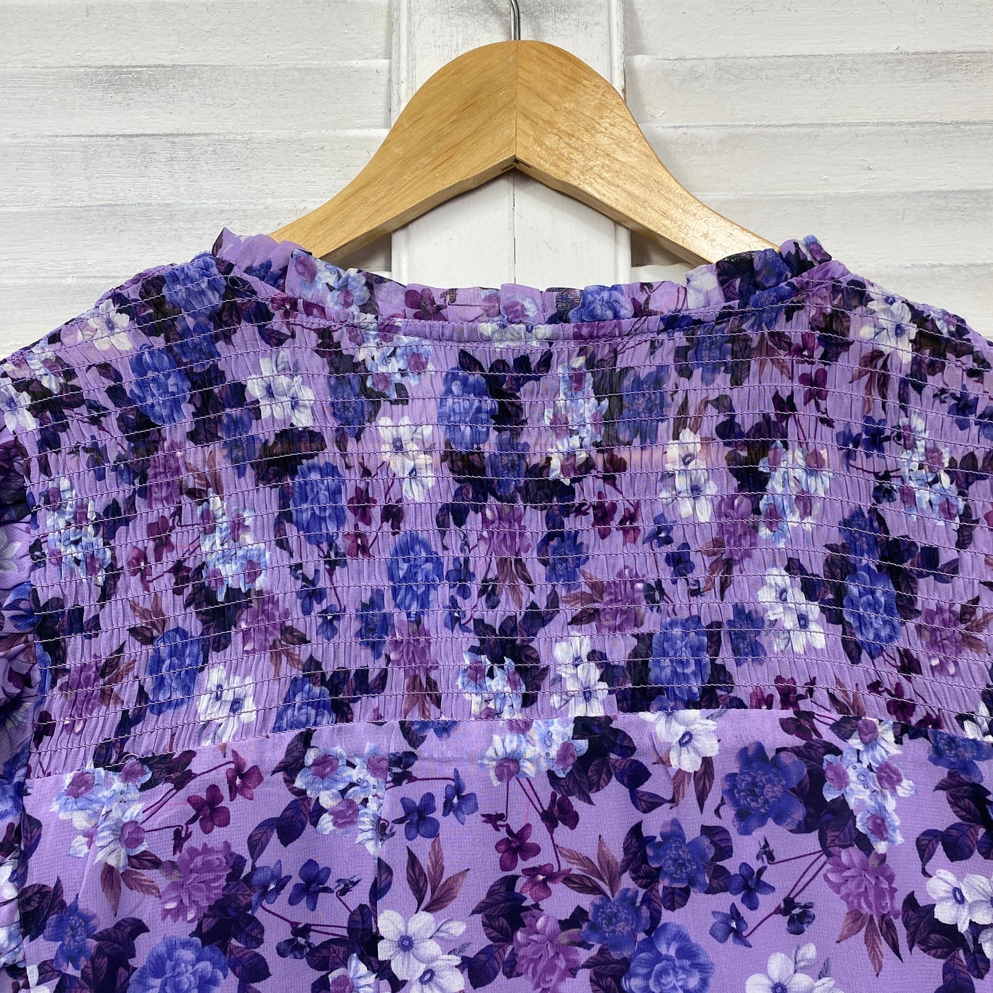 City Chic Top Size 18 Plus Medium Purple Floral Short Sleeve