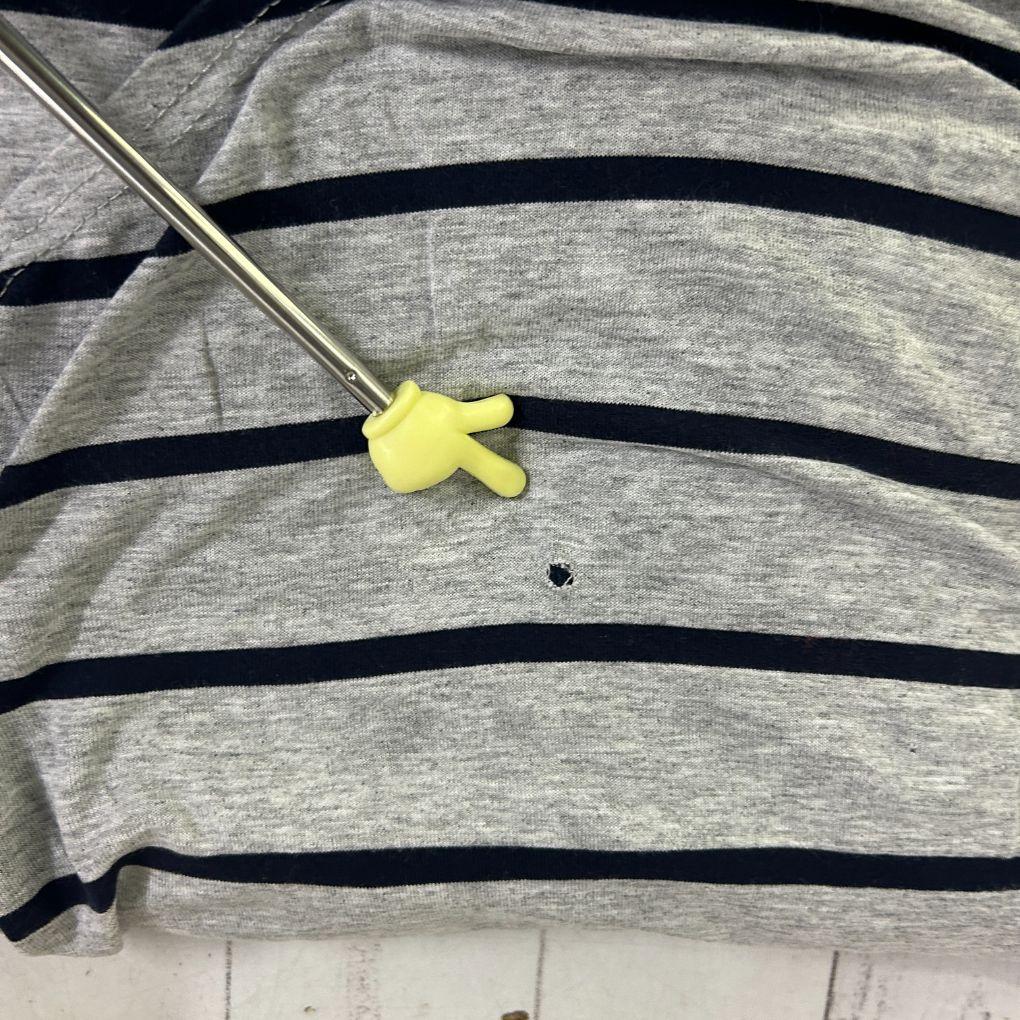 Yours Grey Striped Top - Size 30-32 (fault- hole)