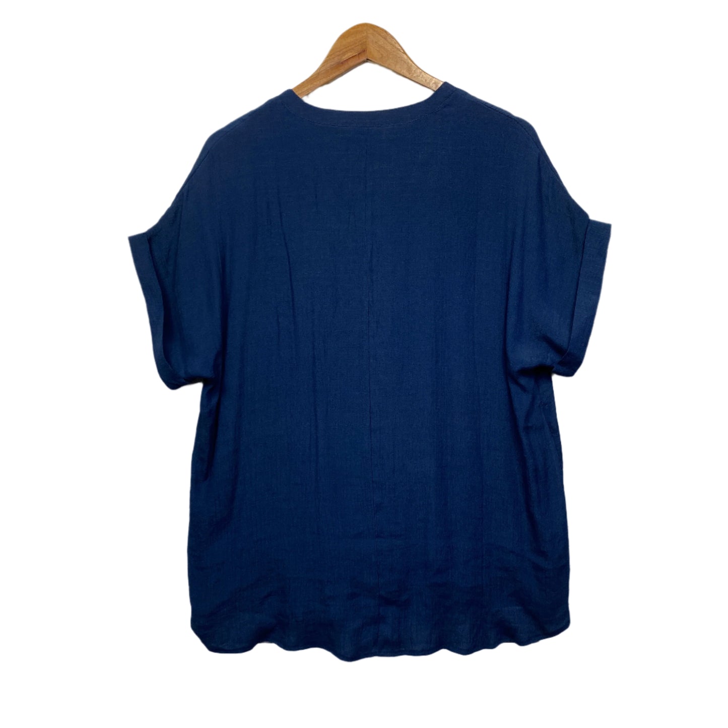 Missy Q Top Size 14 Blue Short Sleeve Cotton Blend