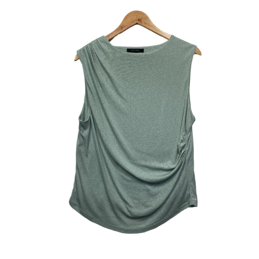 Portmans Top Size 14 16 XL Green Sleevless Draped Front