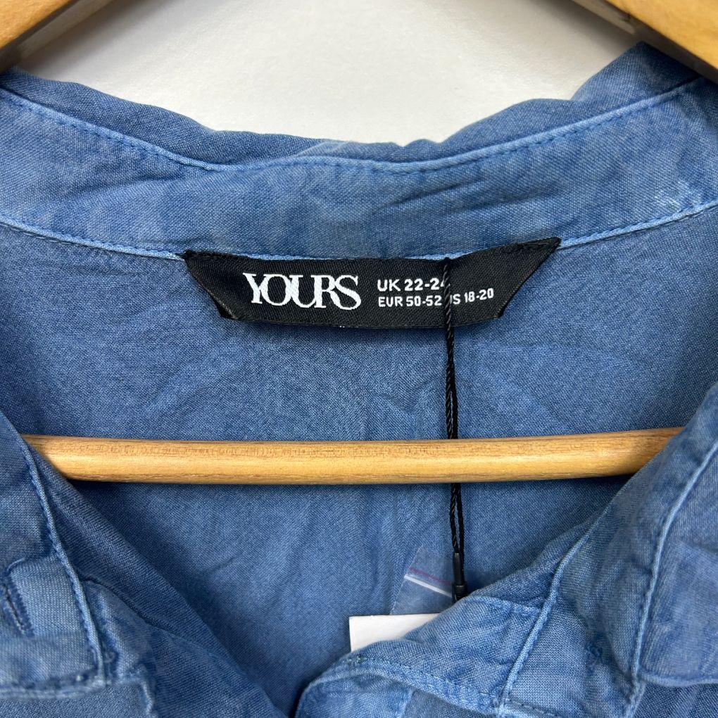 Yours Blue Chambray Shirt - Size 26-28