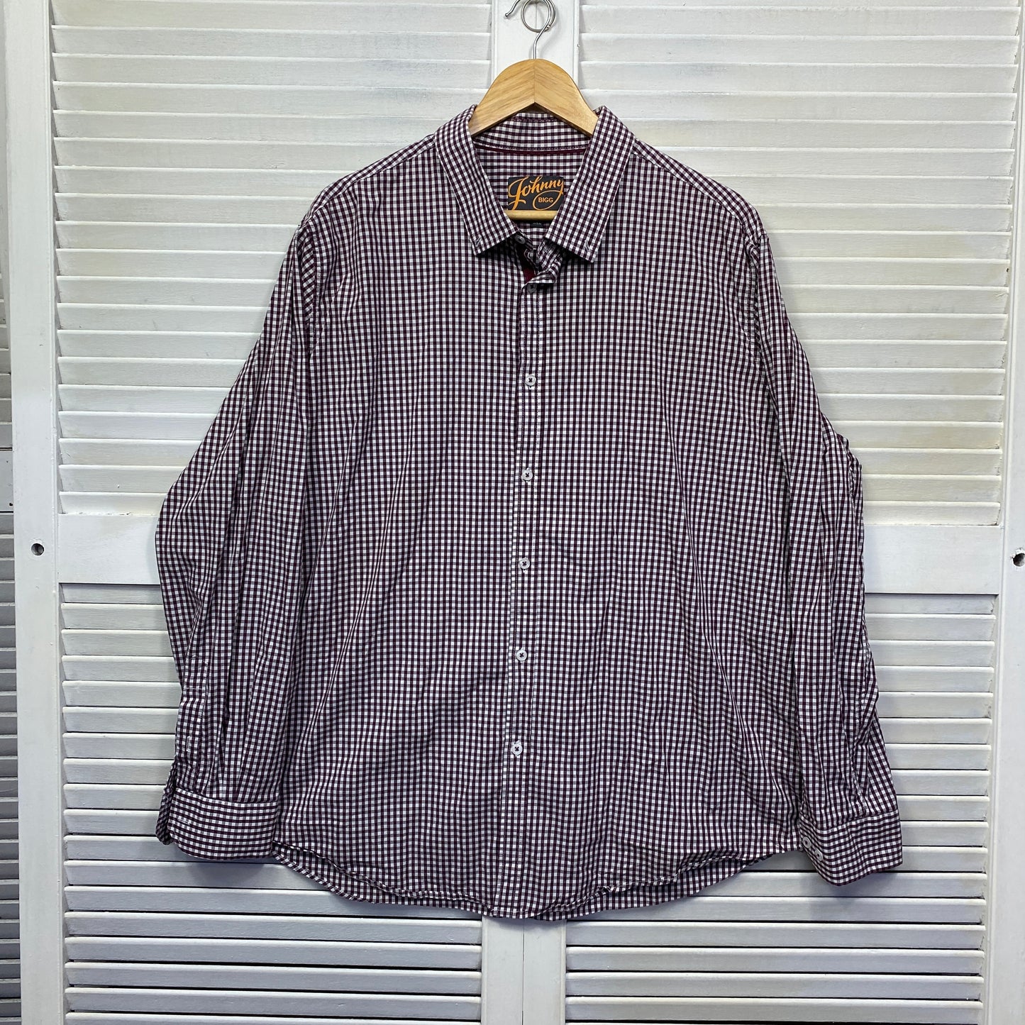 Johnny Bigg Shirt Men Size 3XL Long Sleeve Maroon Check