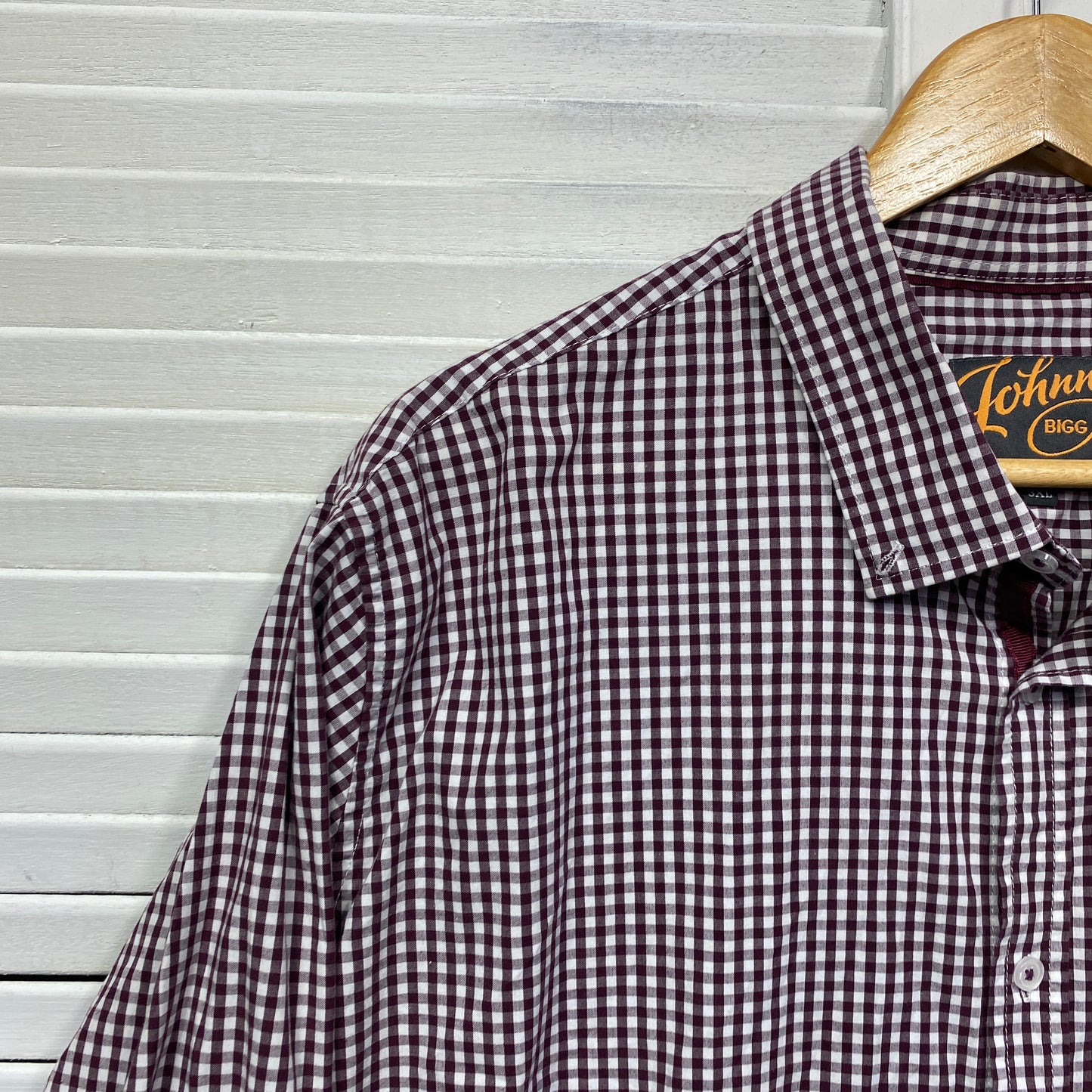 Johnny Bigg Shirt Men Size 3XL Long Sleeve Maroon Check