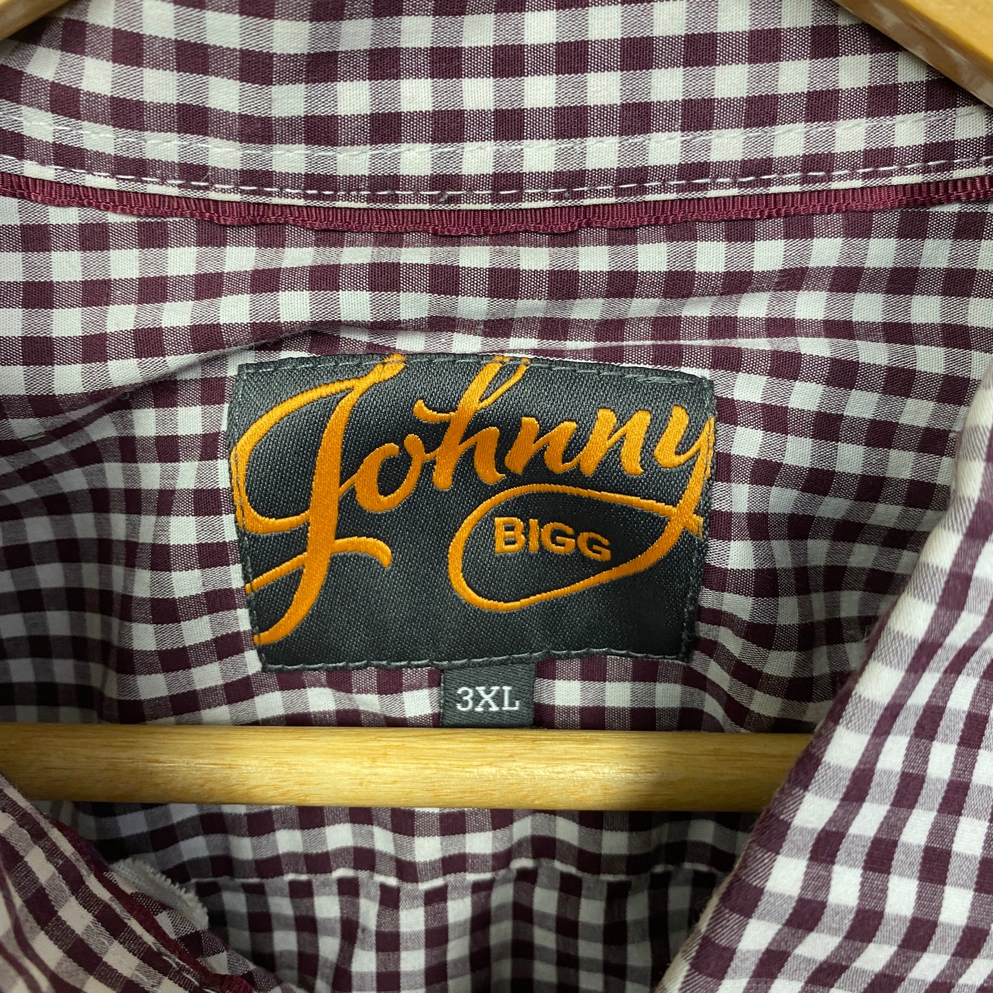 Johnny Bigg Shirt Men Size 3XL Long Sleeve Maroon Check