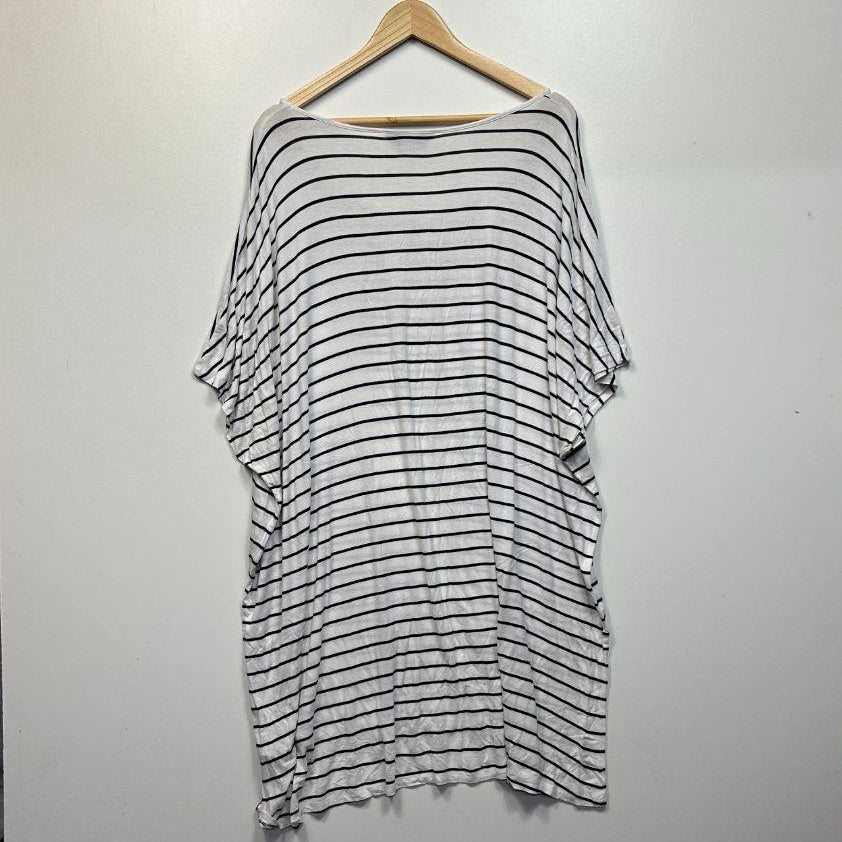 Yours White Striped Top - Size 30-32