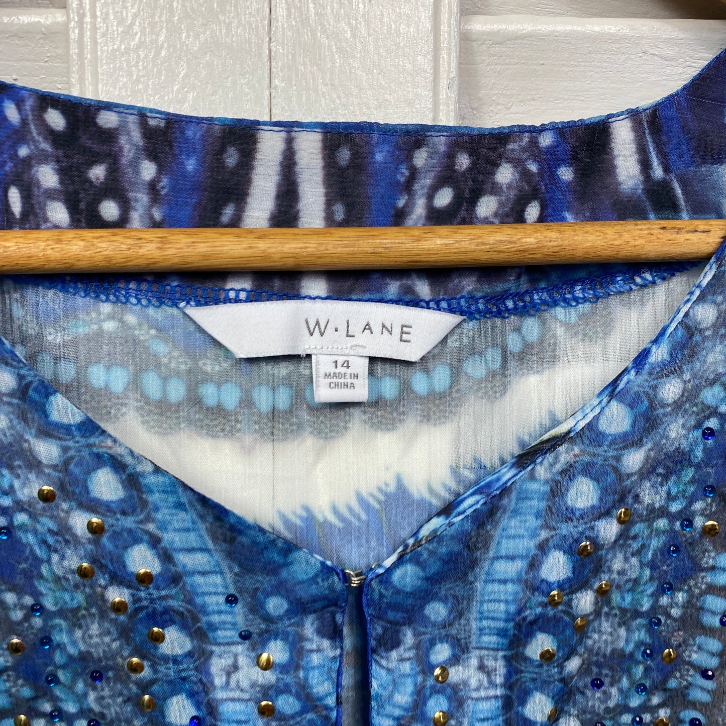 W Lane Top Size 14 Long Sleeve Blue