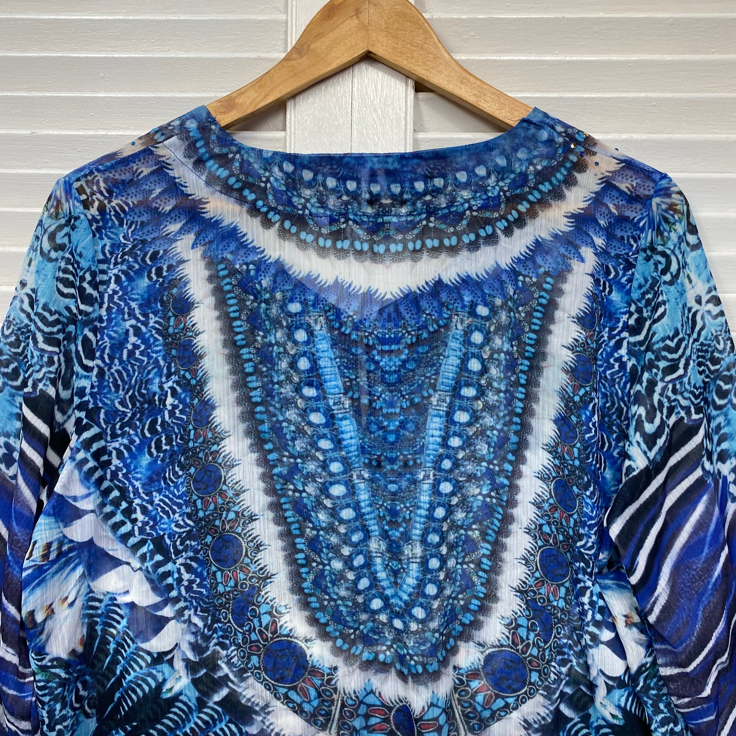 W Lane Top Size 14 Long Sleeve Blue