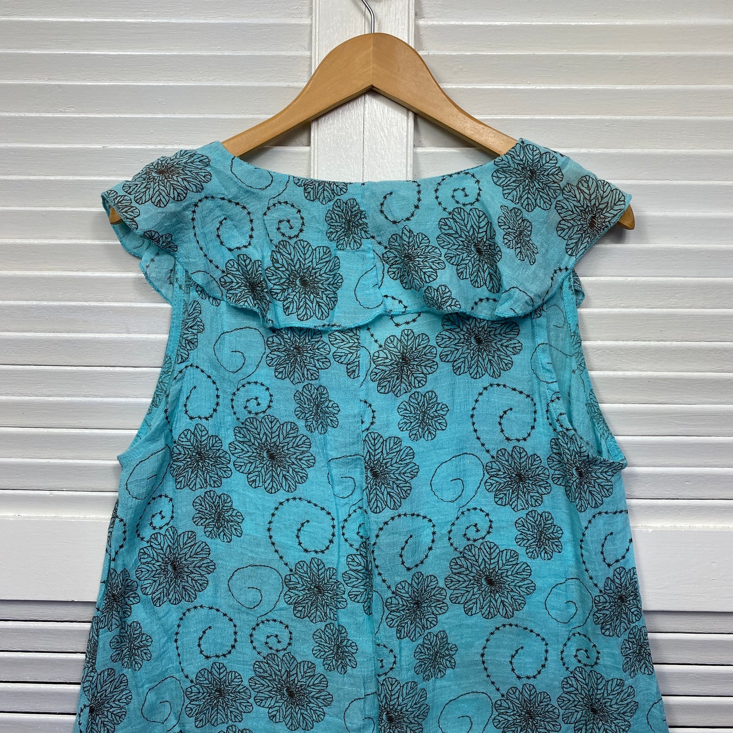 Quelque Tunic Top  Size 16 Teal Blue Short Sleeve