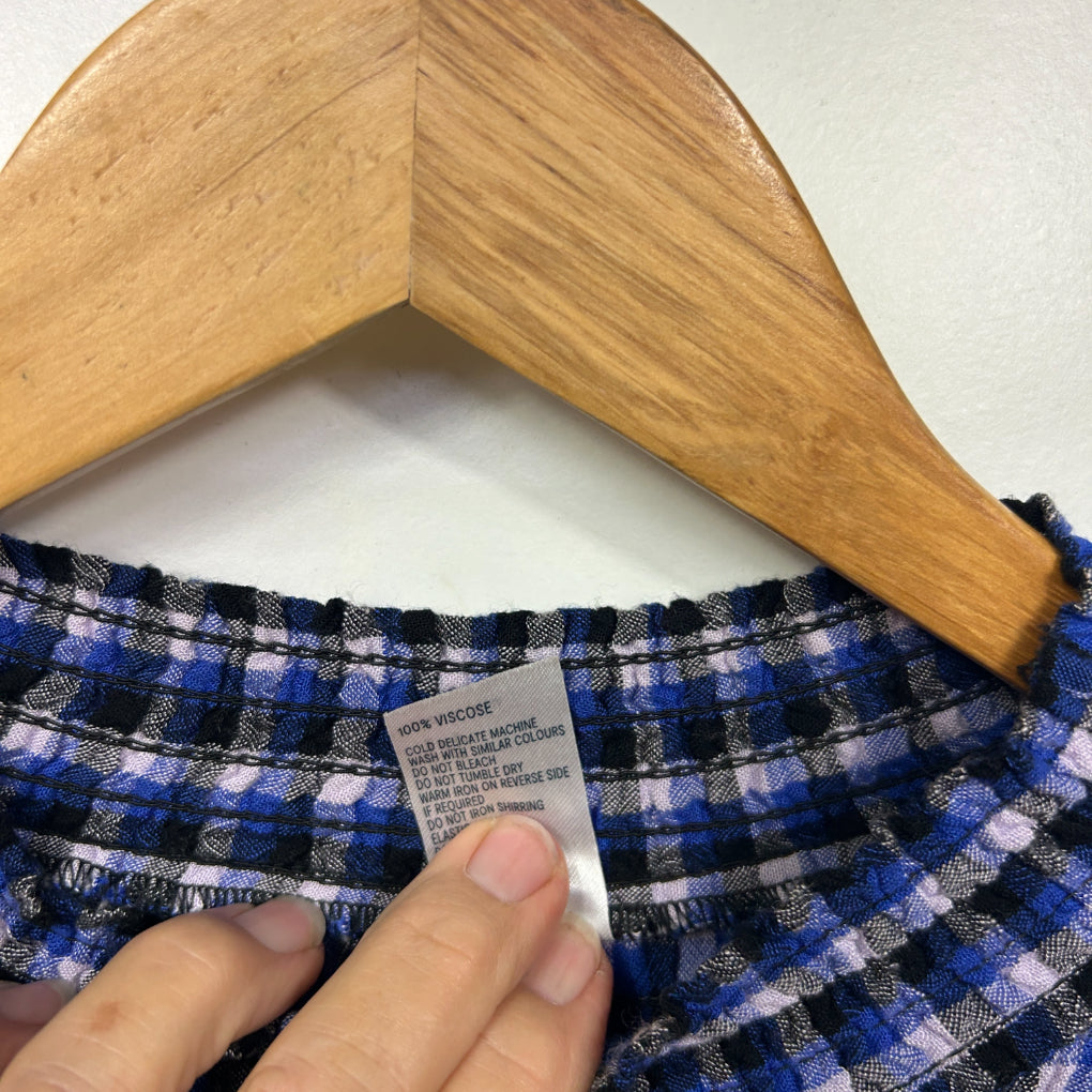 Anko Blue Multicoloured Check Long Sleeve Dress - Size 14