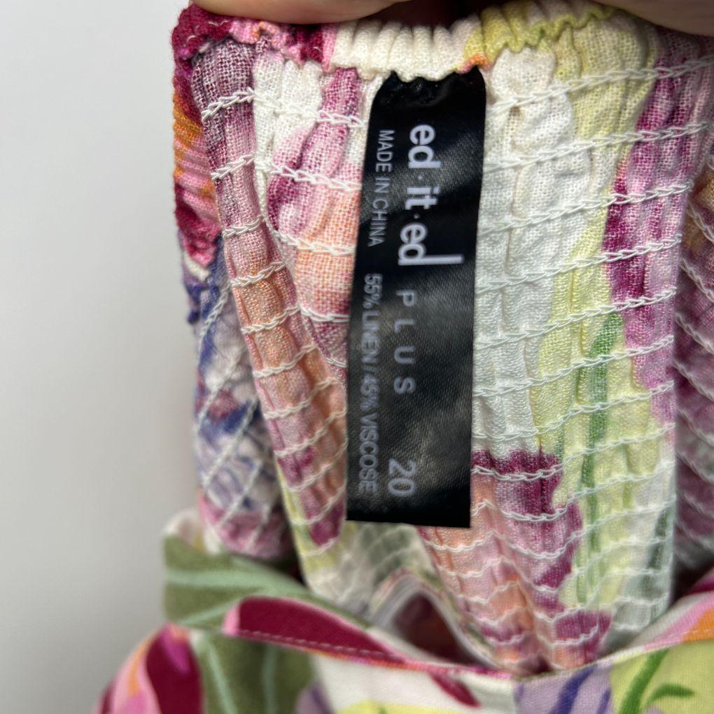 Edited Multicoloured Floral Linen Dress - Size 20