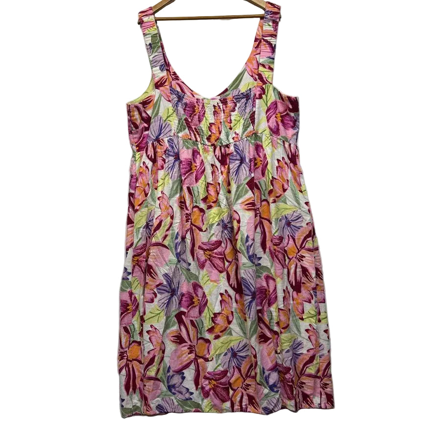 Edited Multicoloured Floral Linen Dress - Size 20