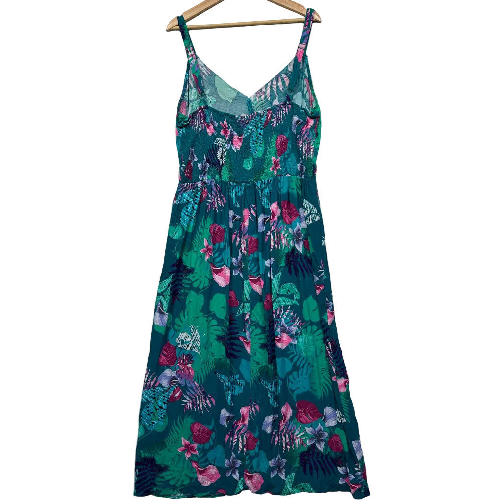 Millers Woman Teal Multicoloured Tropical Floral Sleeveless Midi Dress - Size 20