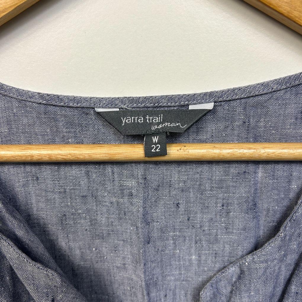 Yarra Trail Blue Linen Dress - Size 22