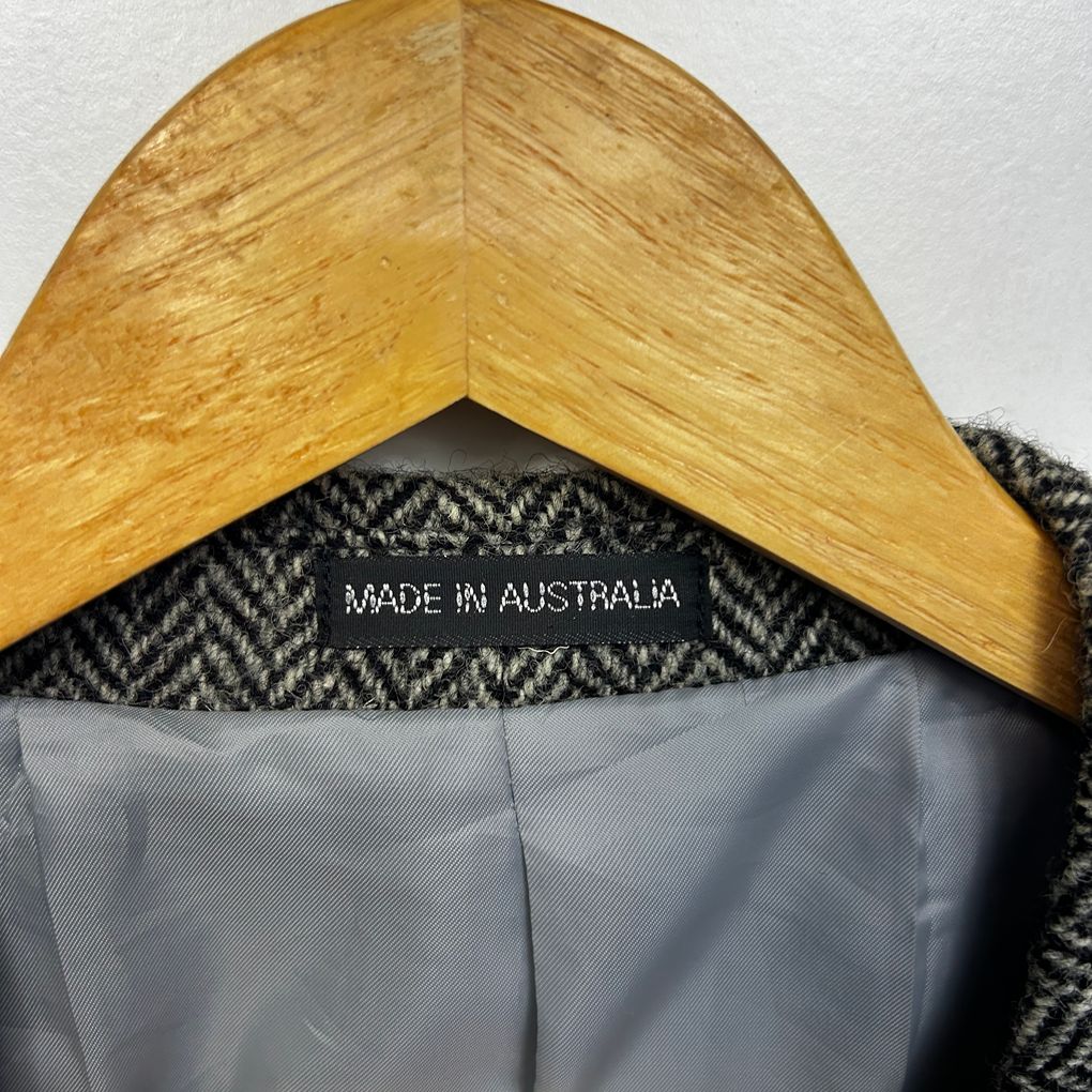 Vintage Harris Tweed Blazer Grey Herringbone Wool Sport Coat Jacket Mens 48/2XL