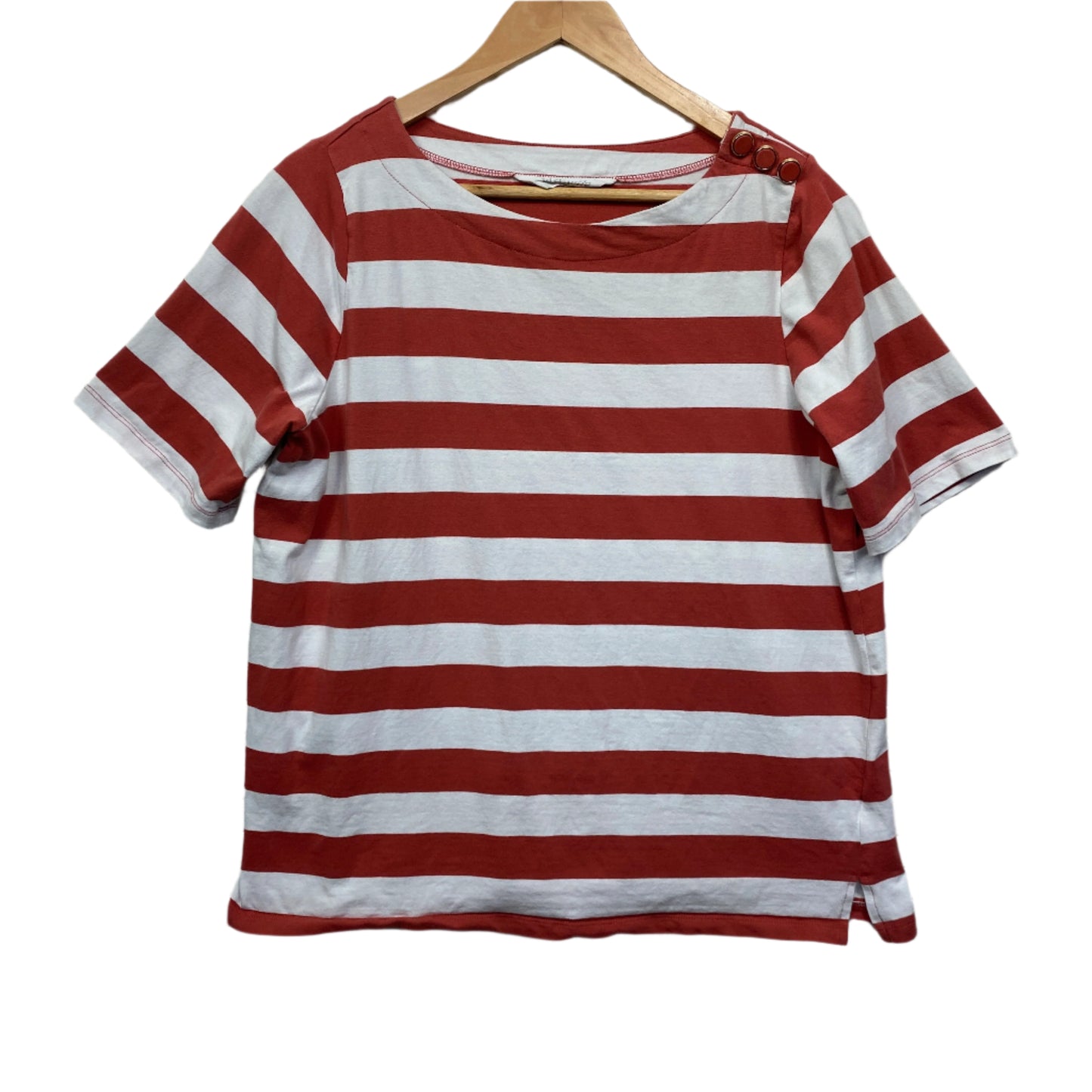 Virtuelle Top Size 12 14 Red White Striped Short Sleeve