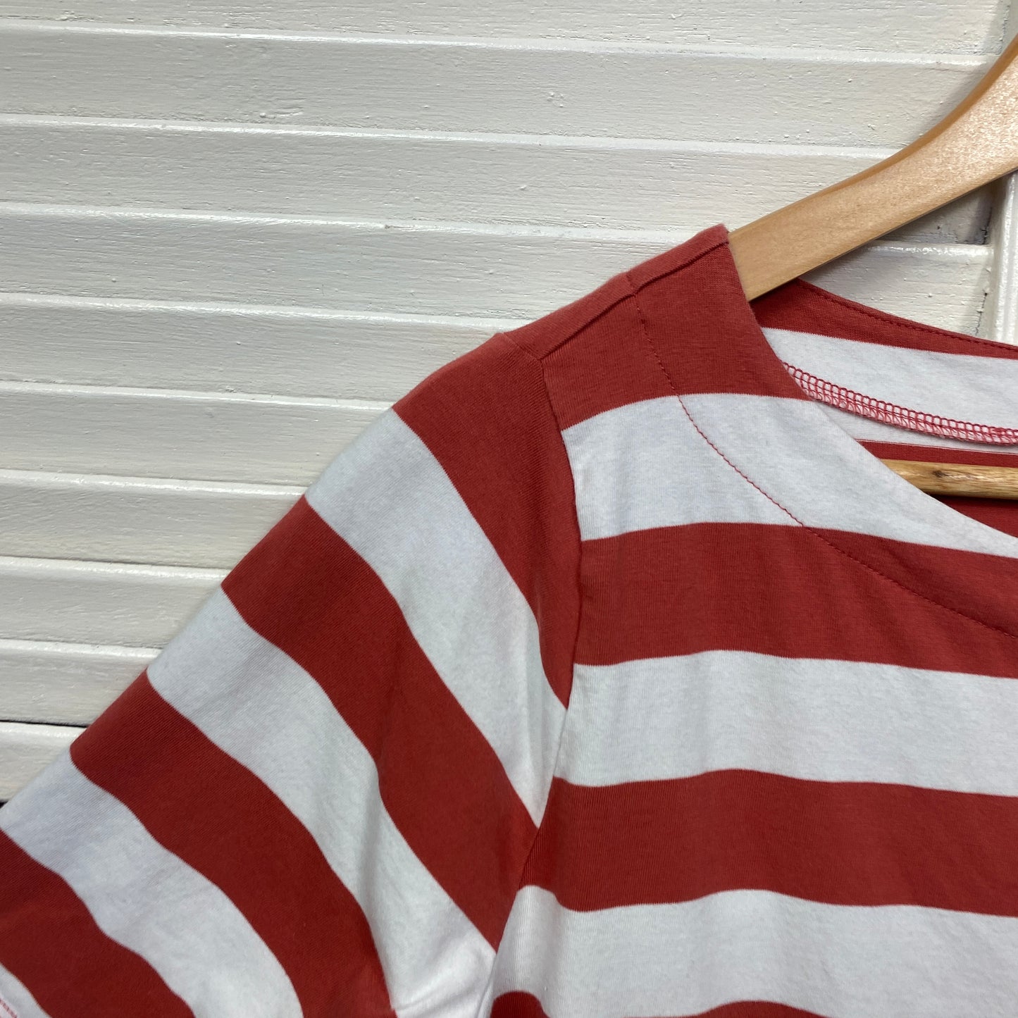 Virtuelle Top Size 12 14 Red White Striped Short Sleeve