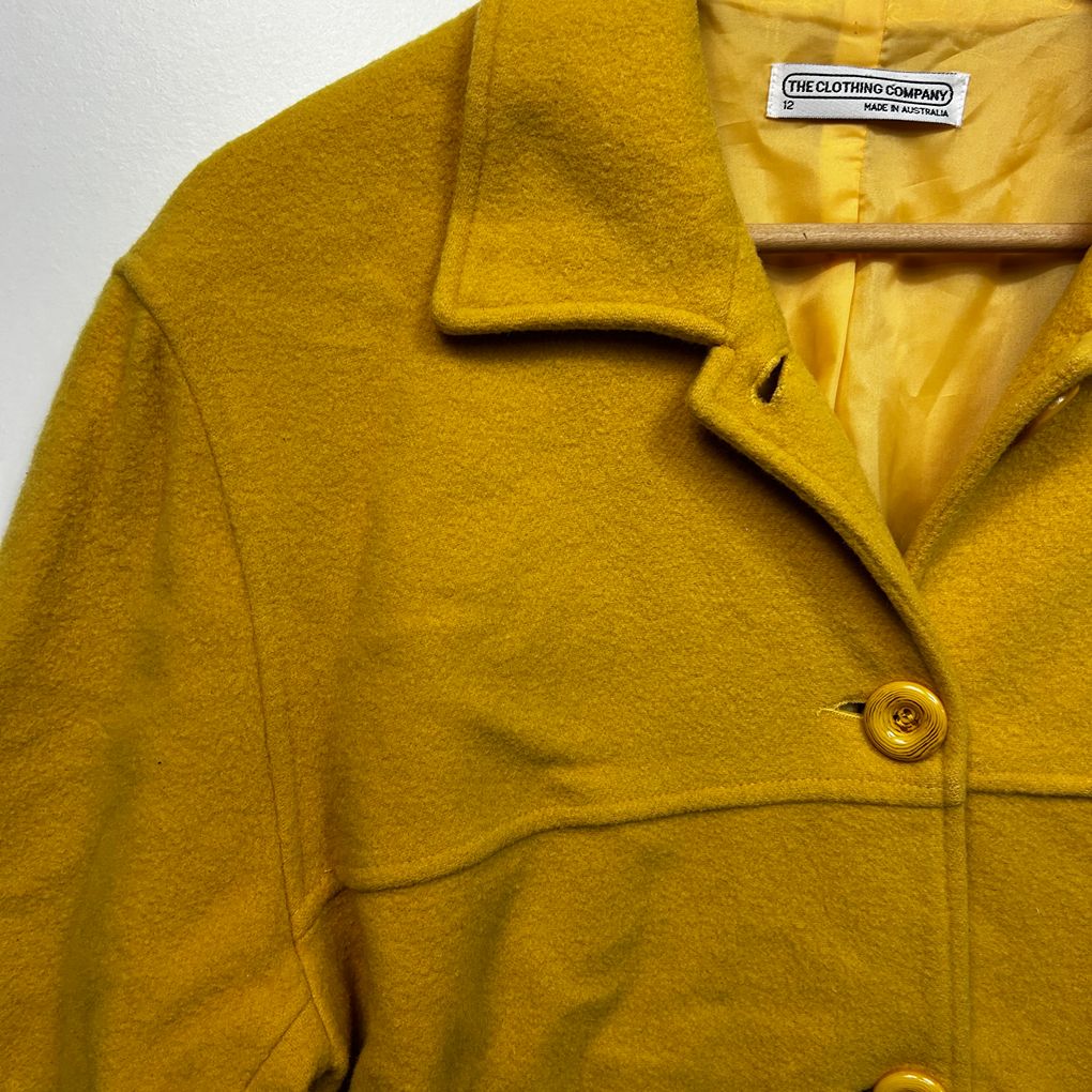 Vintage Wool Cashmere Mustard Coat - Size 12