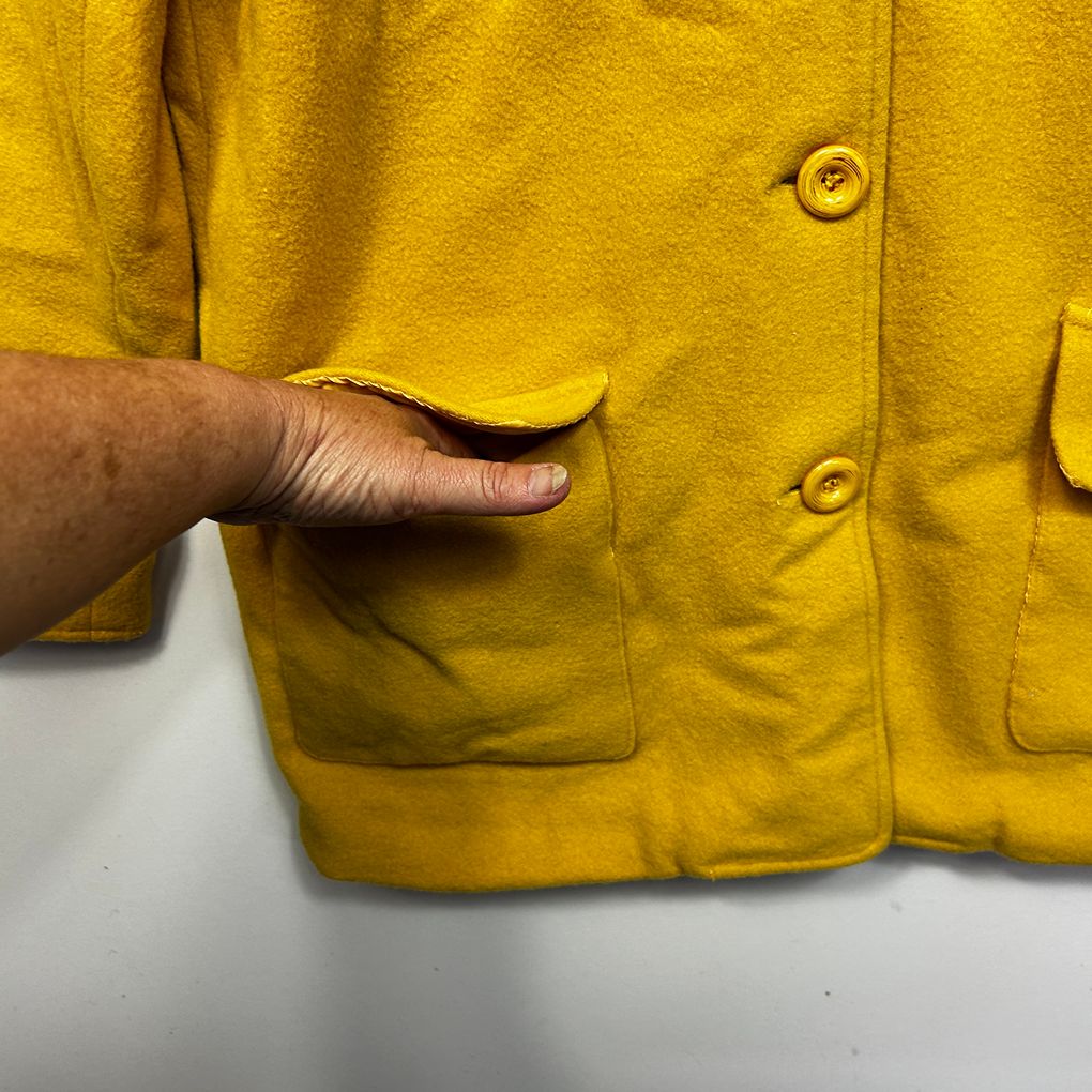 Vintage Wool Cashmere Mustard Coat - Size 12