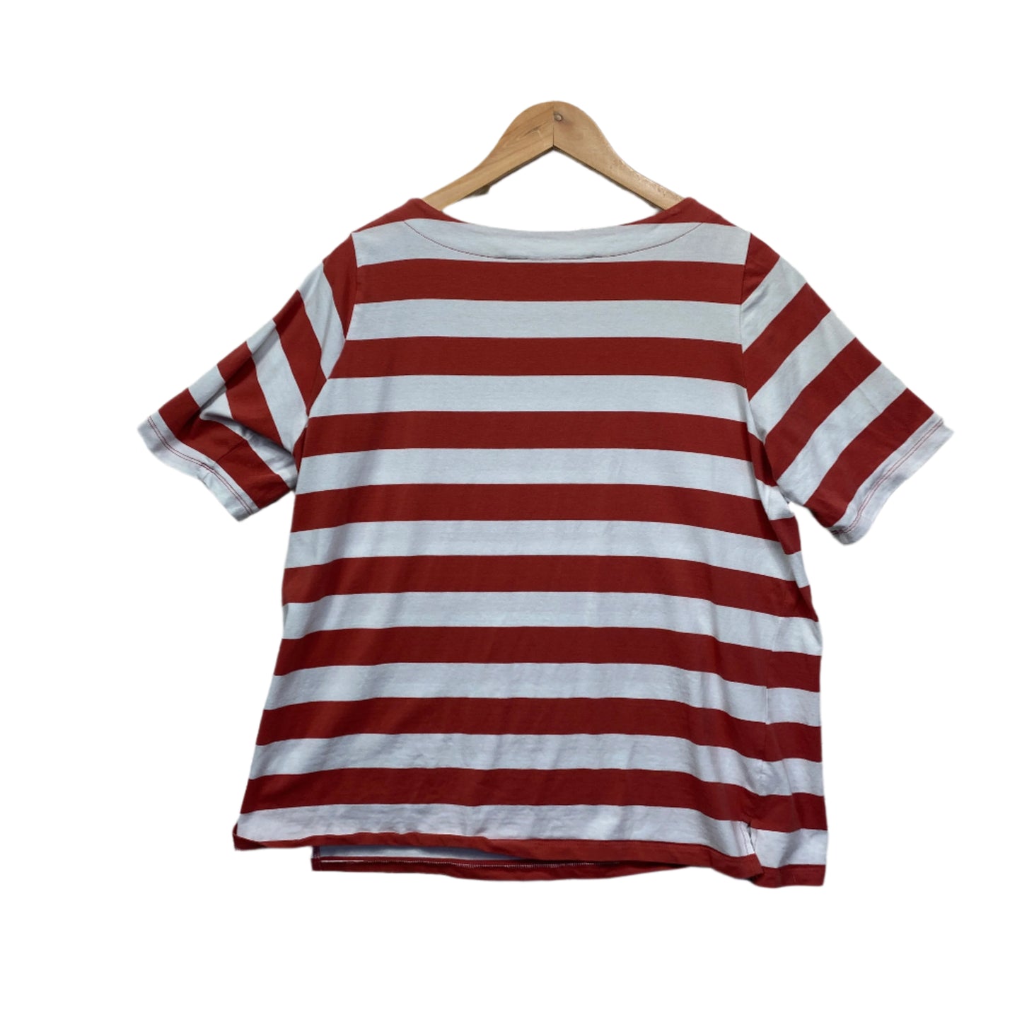 Virtuelle Top Size 12 14 Red White Striped Short Sleeve