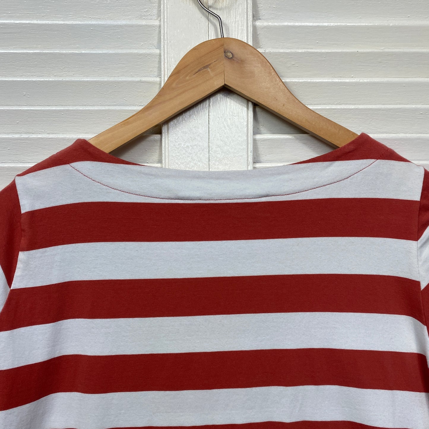 Virtuelle Top Size 12 14 Red White Striped Short Sleeve