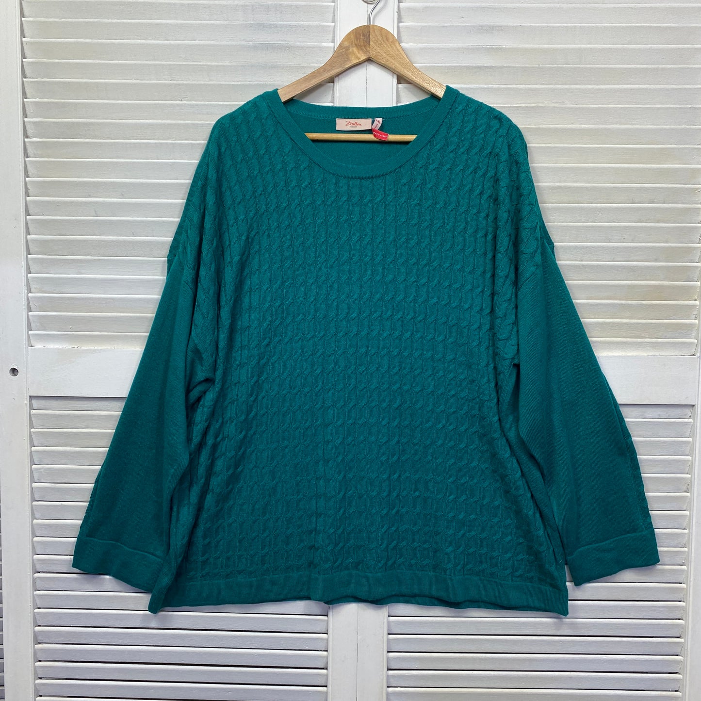 Millers Jumper Size 2XL 18 Plus Green Emerald Long Sleeve Knit