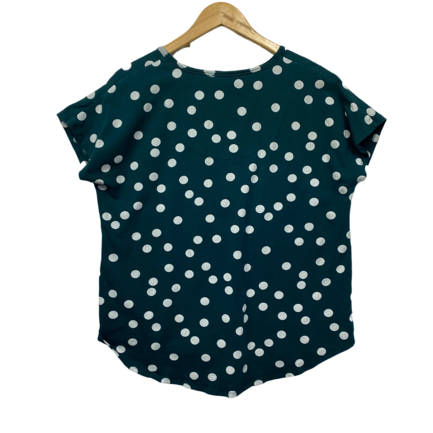 Virtuelle Top Size 12 14 Green White Polka Dots Short Sleeve